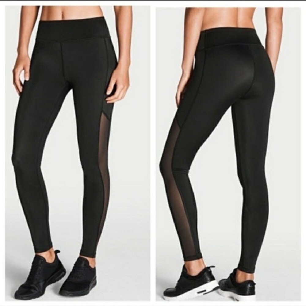NWT Victoria’s Secret Sport Black Mesh Side Leggings